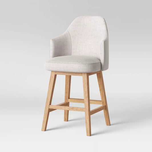 Kinston Swivel Curved Back Upholstered Counter Height Barstool Linen - Threshold