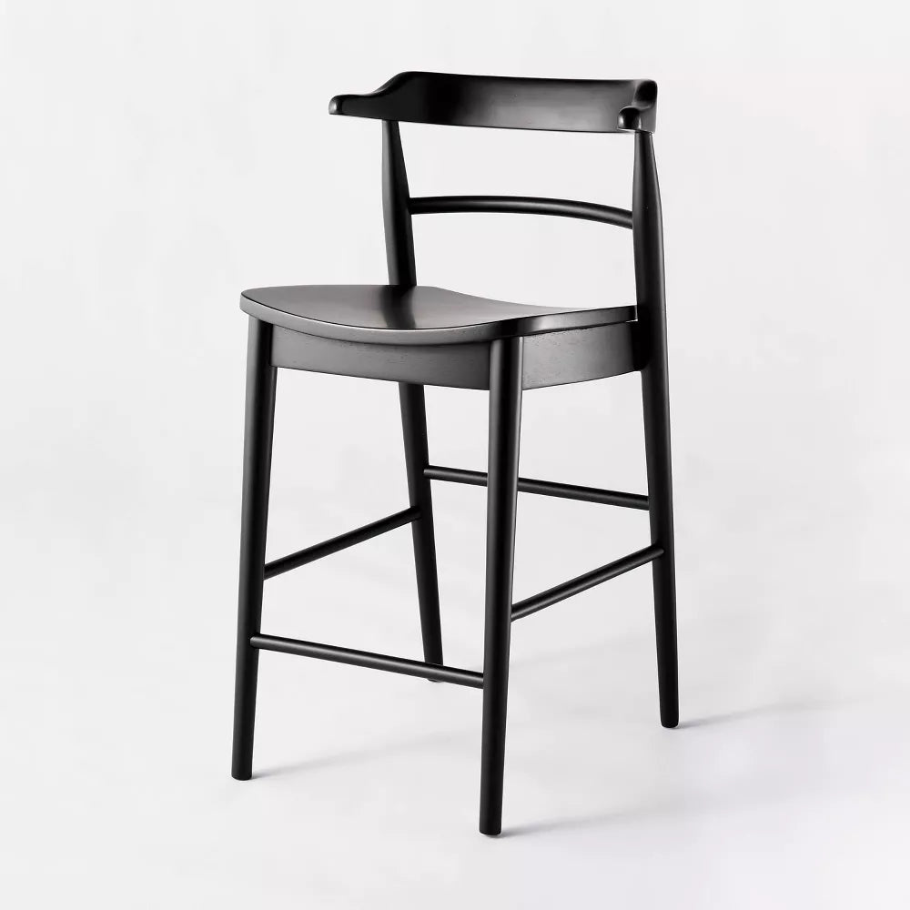 Kaysville Curved Back Wood Counter Height Barstool Black - Threshold designed with Studio McGee