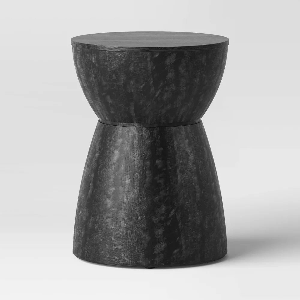 Prisma Round Wood Turned Drum Accent Table Black - Threshold