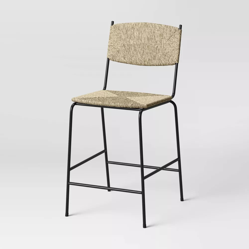 Errol Cane and Wood Counter Height Barstool with Metal Legs Natural - Threshold