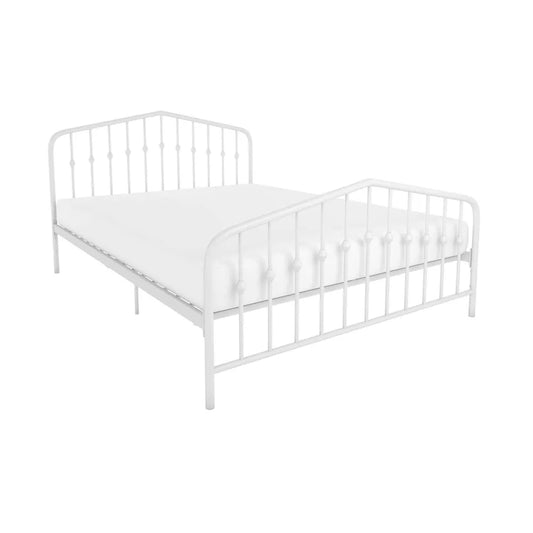 Full Size Metal Bed Frame - White