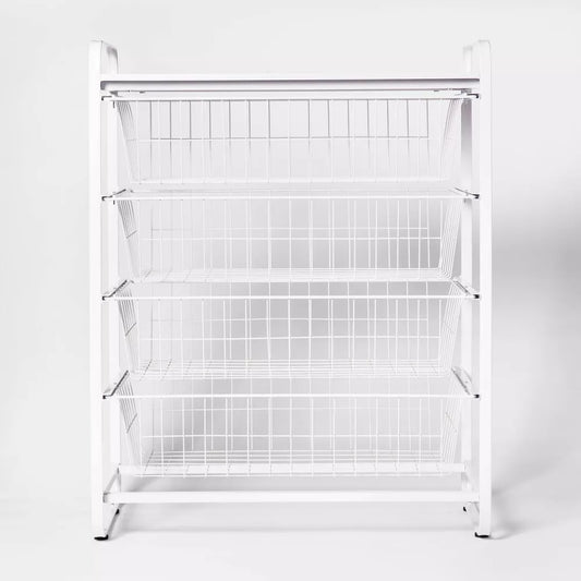 4 Drawer Metal Storage Organizer White - Brightroom