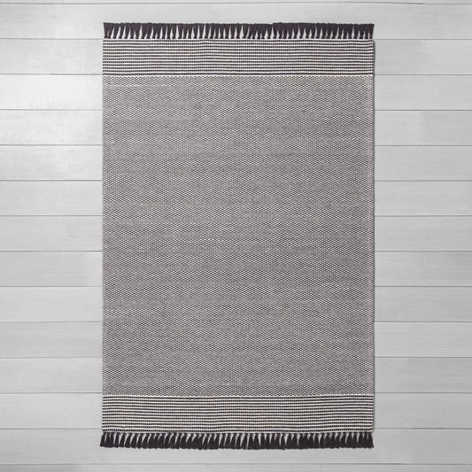 7'x 10' Textured Border Stripe Area Rug Railroad Gray - Hearth & Hand with Magnolia