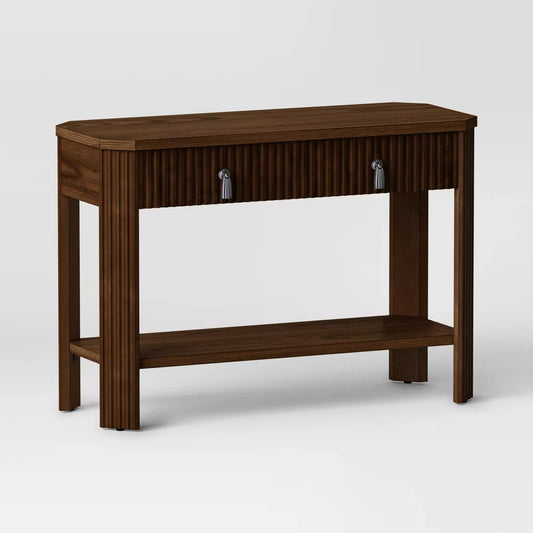 46" Laguna Nigel Fluted Wooden Console Table Brown (FA) -Threshold designed with Studio McGee