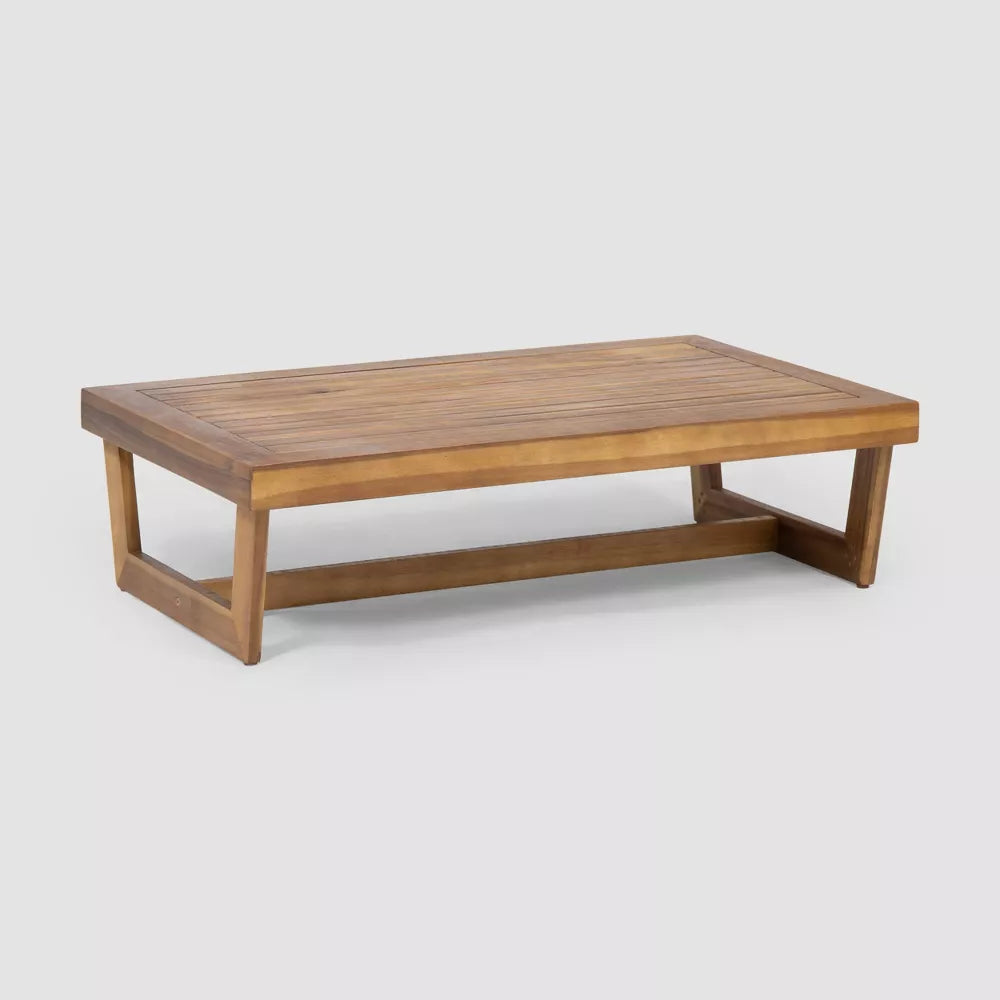 Sherwod Acacia Wood Coffee Table -Teak -Christopher Knight Home: Weather-Resistant, Slat Design