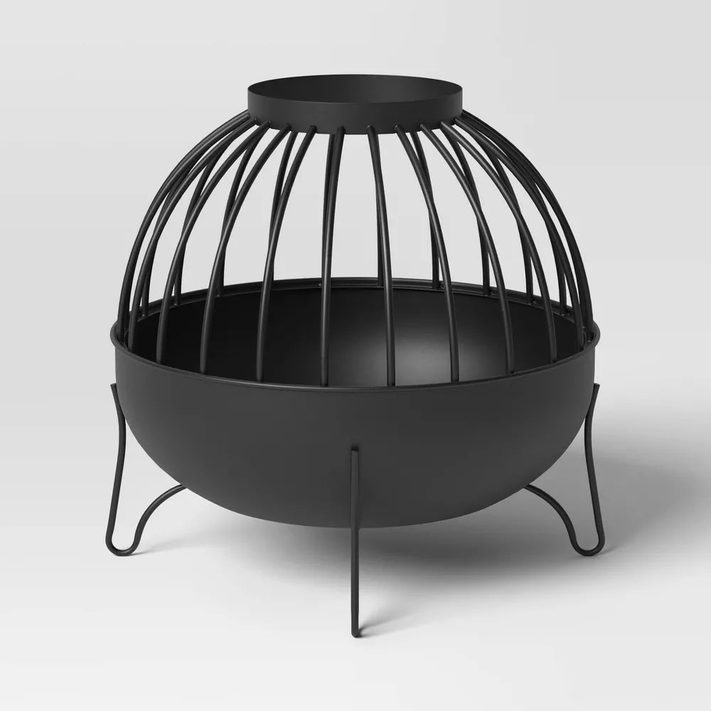 Wood Burning Cutout Round Outdoor Fire Pit Black -Threshold: Weather-Resistant, Includes Poker