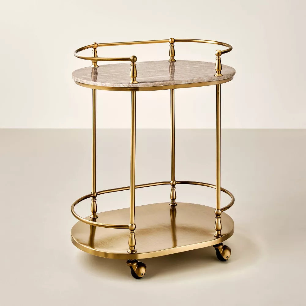 30" Metal and Marble Bar Serving Cart - Hearth & Hand with Magnolia