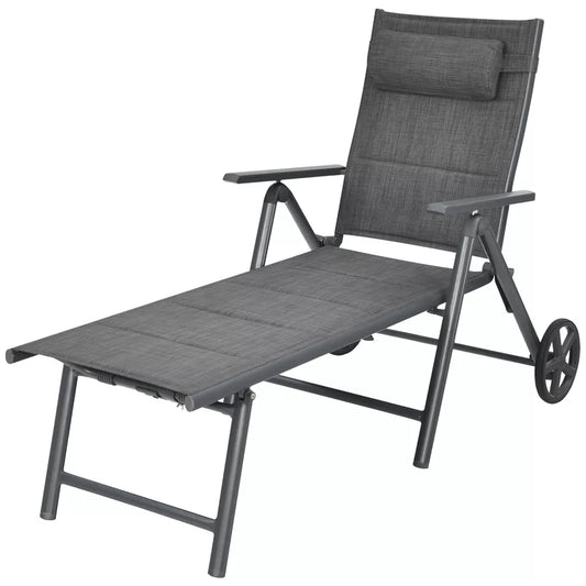 Costway Patio Reclining Chaise Lounge Padded Chair Aluminum
