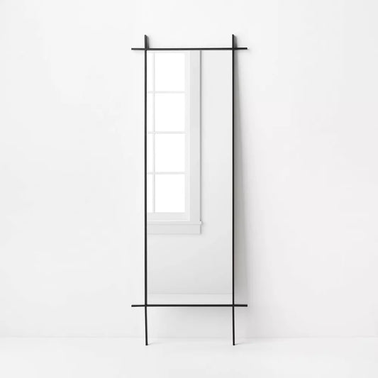 24" x 64" Footed Cross Corner Leaner Mirror Black - Threshold designed with Studio McGee