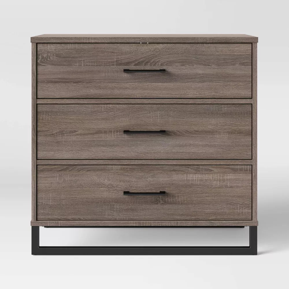 Mixed Material 3 Drawer Dresser Gray - Room Essentials