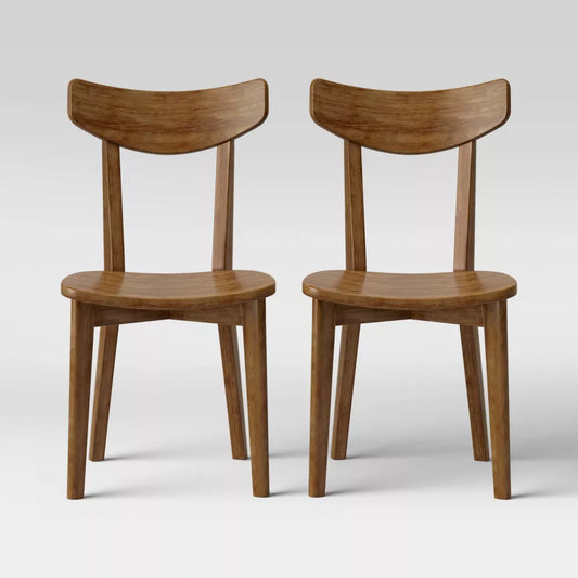 2pk Astrid Mid-Century Dining Chairs Wood Seat Walnut -Threshold