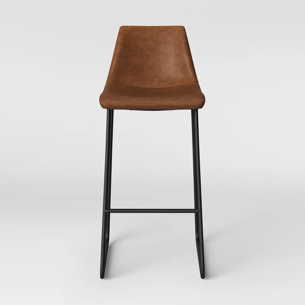Bowden Faux Leather Barstool Caramel Brown - Threshold
