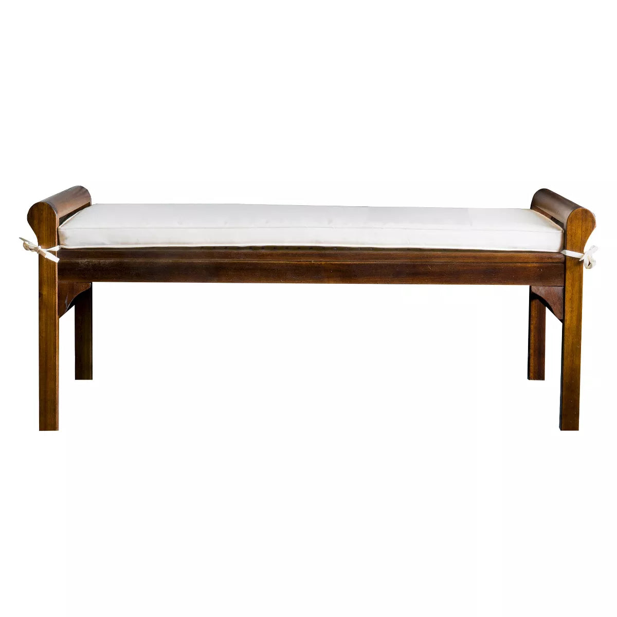 Nelson Wood Bench with Cushion Mahogany OPEN BOX- Christopher Knight Home