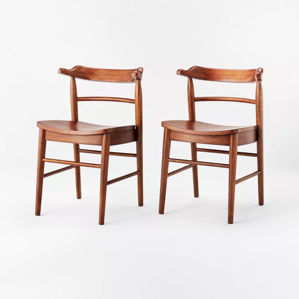 2pk Kaysville Curved Wood Dining Chairs - Walnut