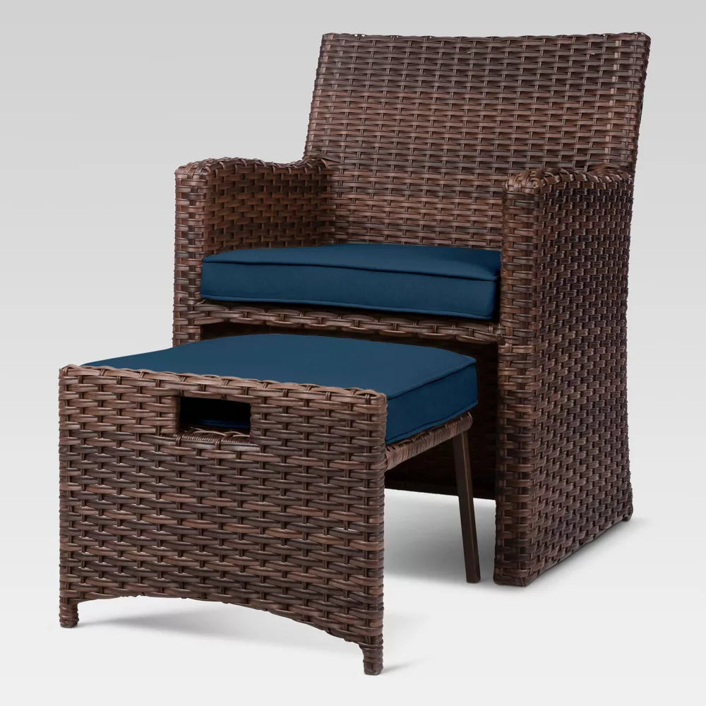 Halsted 5pc Wicker Small Space Patio Furniture Set Navy - Threshold