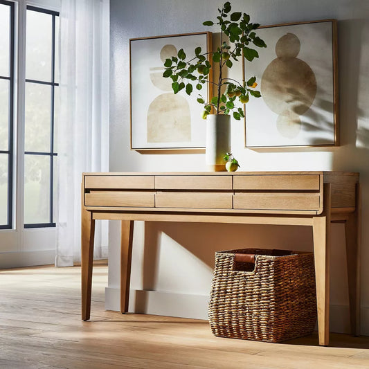 Herriman Wooden Console Table with Drawers - Threshold designed with Studio McGee- Brown