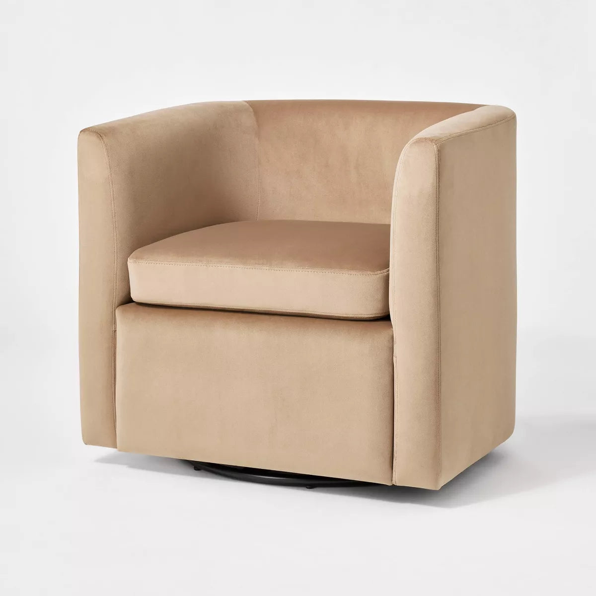 Vernon Upholstered Barrel Swivel Chair Light Brown Velvet - Threshold™ designed with Studio McGee
