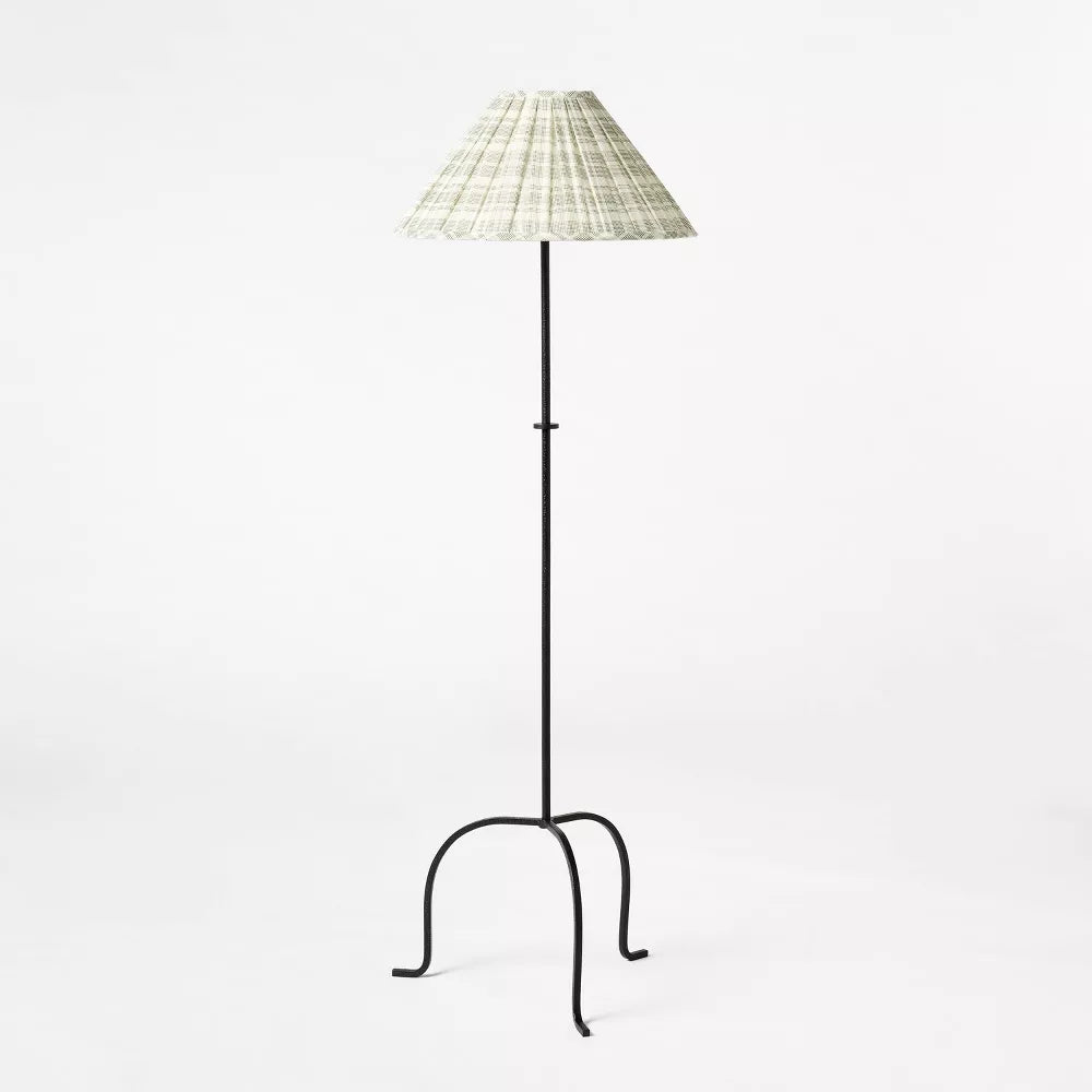 Metal Floor Lamp with Green Pleated Plaid Shade - Threshold™ designed with Studio McGee