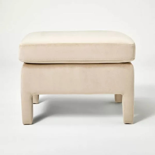 Bellfield Fully Upholstered Ottoman - Threshold™ designed with Studio McGee-light Brown velvet