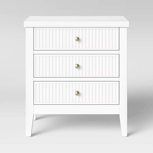 Wrentham Beadboard Farmhouse 3 Drawer Nightstand White - Threshold