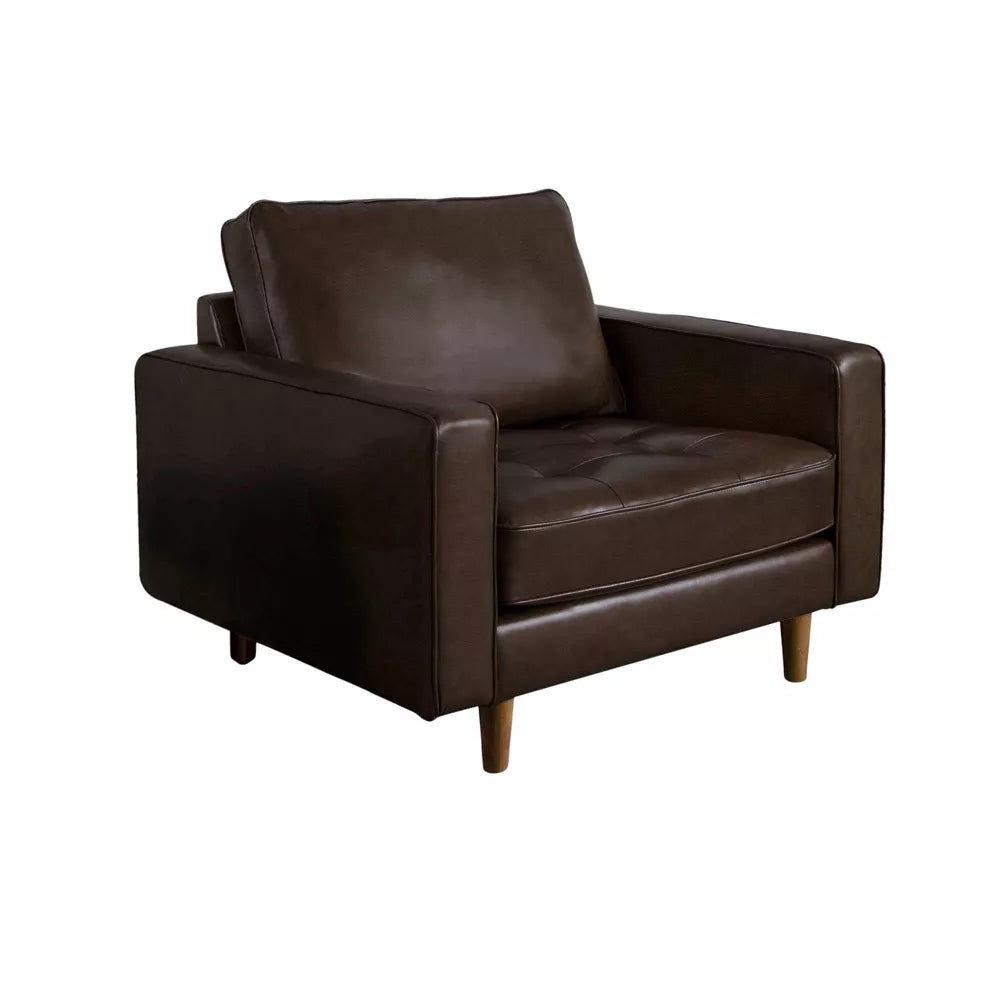 Holloway Mid-Century Espresso Leather Armchair