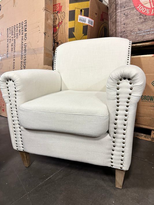 Cream Nailhead Armchair OPEN BOX