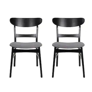 Idalia Mid-Century Modern Dining Chairs (Set of 2) by Christopher Knight Home - N/A- Dark Gray/ Matte Black