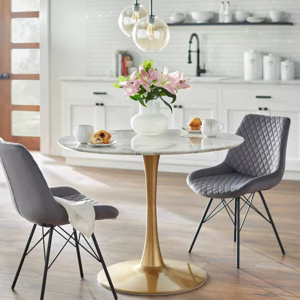 Kavitt Round Dining Table - Angelo:Home (White/Gold)