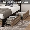 LIKIMIO Queen Bed Frame with Storage, Adjustable Headboard and 4 Drawers, Sturdy and Practical, No Noise, No Box Spring Needed, Easy Assembly, Rustic Brown (Damaged Box)