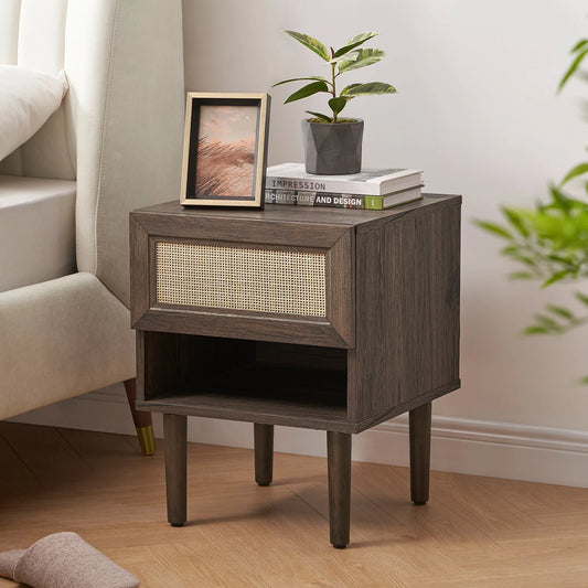 Mopio Haylee Night, Small Nightstand with Drawers - Walnut