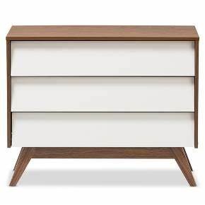 Hildon Mid-Century Modern Wood 3 Drawer Storage Chest Brown - Baxton Studio