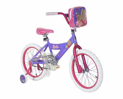 Dynacraft Girls Barbie 18" Bike with Removable Training Wheels , Street Bike Purple