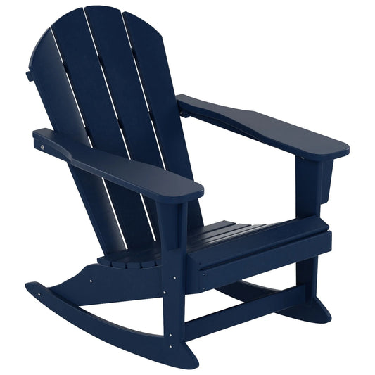 Polytrends Laguna Adirondack Eco-Friendly Poly All-Weather Outdoor Rocking Chair Navy Blue