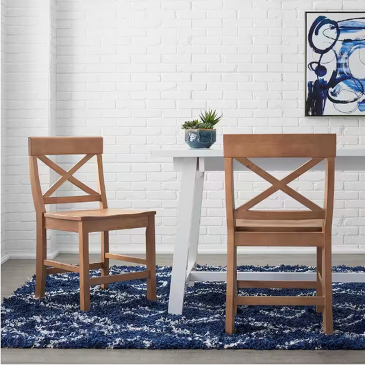 Cedarville Patina Oak Finish Dining Chair with Cross Back (Set of 2)