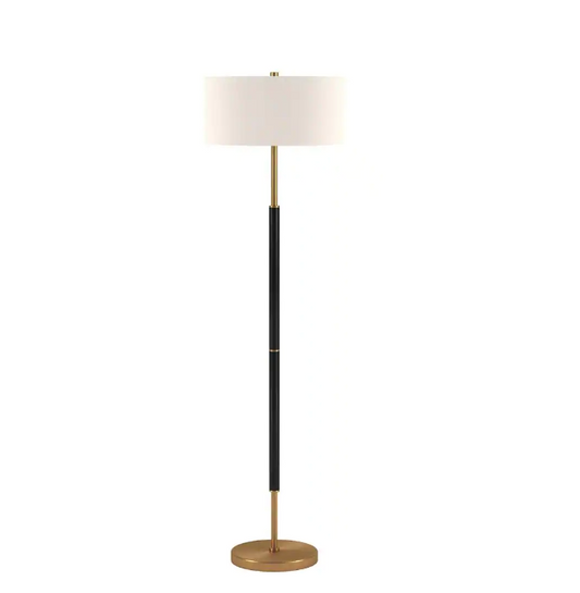 Simone 61.5in Brass and Rustic Oak Floor Lamp