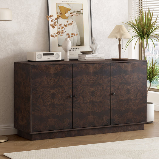 Black, Brown 29.5 in. H Storage Cabinet with 3 Doors