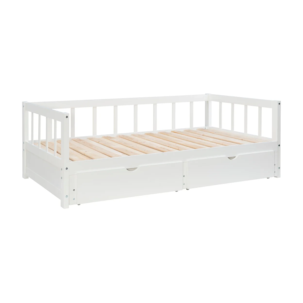 White Daybed with Trundle and 2 Drawers