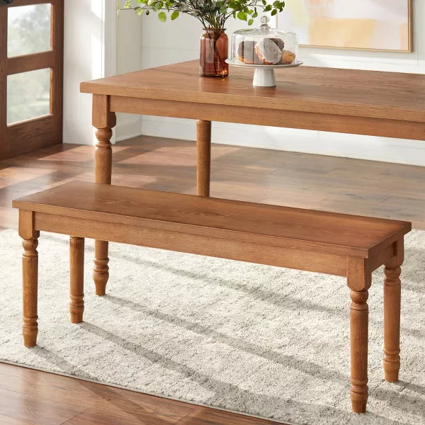 Buylateral 47.25" Burntwood Wide Dining Bench Light Brown/Driftwood