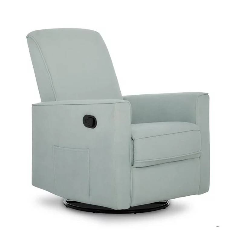 Evolur "Raleigh" swivel glider rocker for nursery, light blue