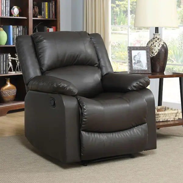 Relax A Lounger Preston 36 in. Width Big and Tall Java Faux Leather 1 Position Recliner