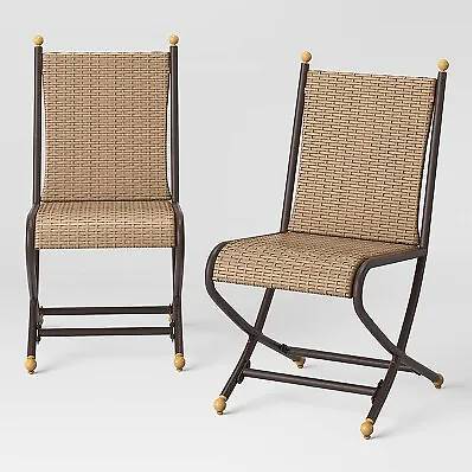 2 Pack Patio Dining Chairs Brown/Gold-Opalhouse