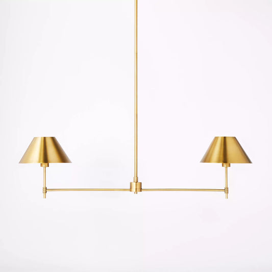 Metal Two Arm Shaded Chandelier Ceiling Light Brass- Threshold