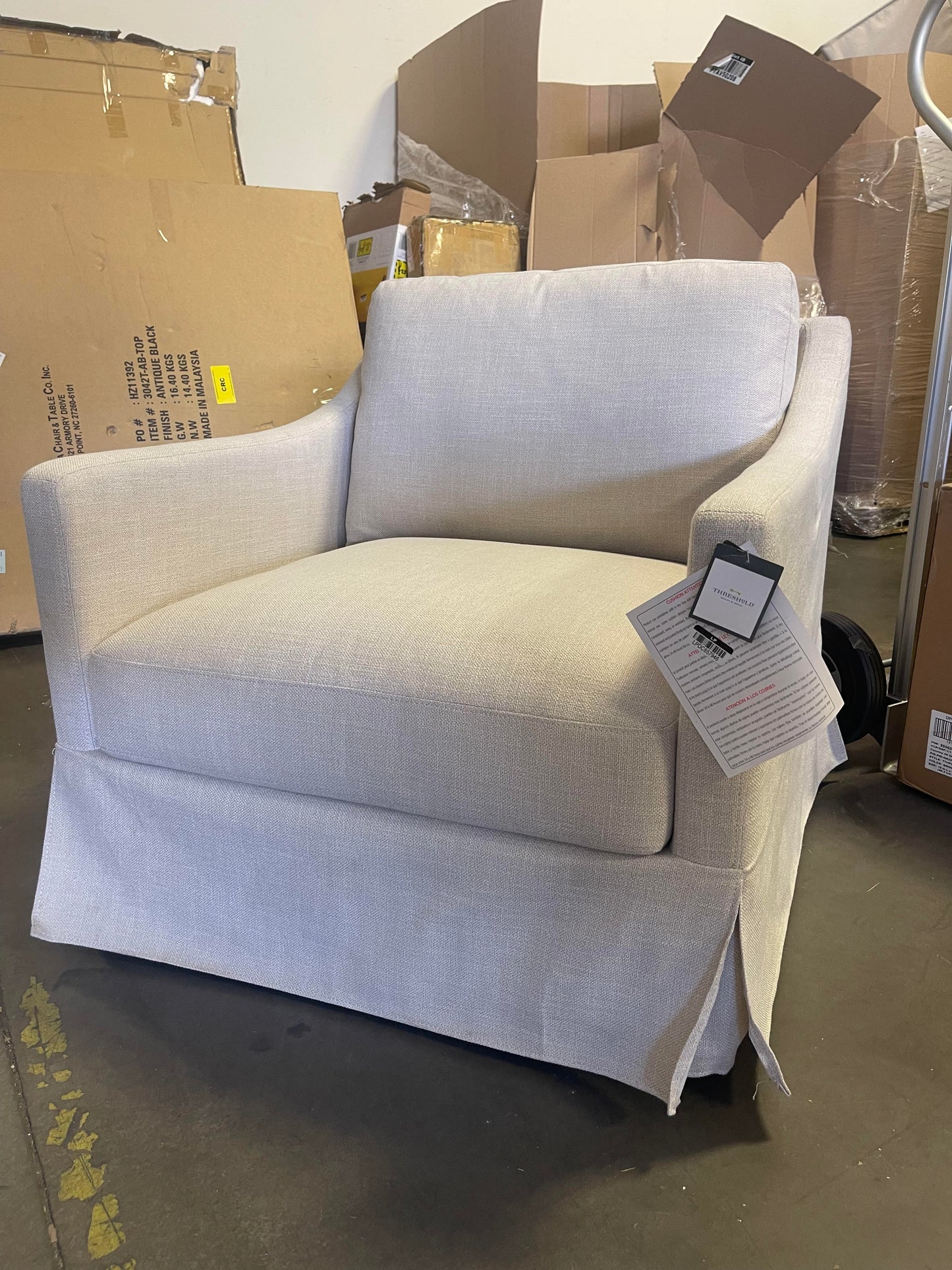 Vivian Park Upholstered Swivel Chair Cream (OPEN BOX) - Threshold designed with Studio McGee